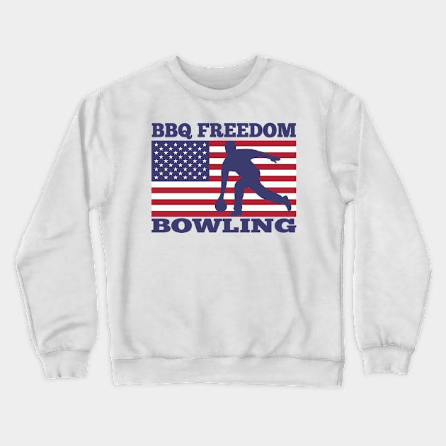 BBQ Freedom Bowling 4th July Patriotic USA Flag Crewneck Sweatshirt by Jas-Kei Designs